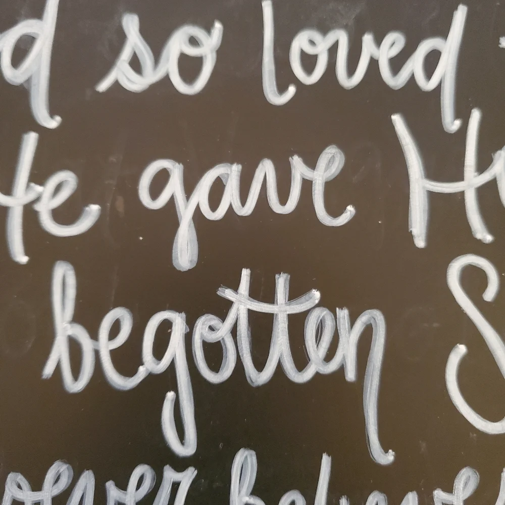 Inspirational John 3:16 Free Hand Painted Chalk Board Wall Plaque 12